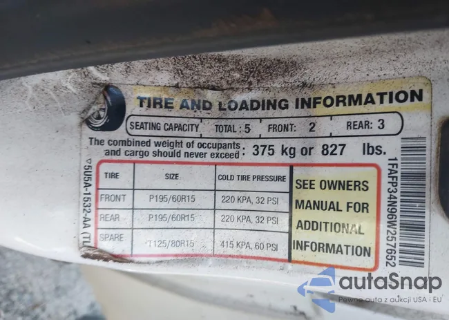 1FAFP34N96W257652: 43451730