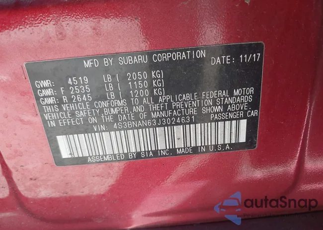 4S3BNAN63J3024631: 43451787