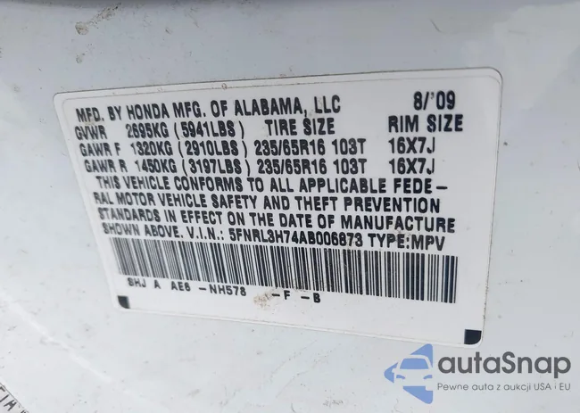 5FNRL3H74AB006873: 43452003