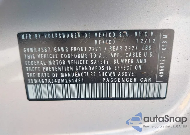 3VW467AJ4DM251491: 43452012
