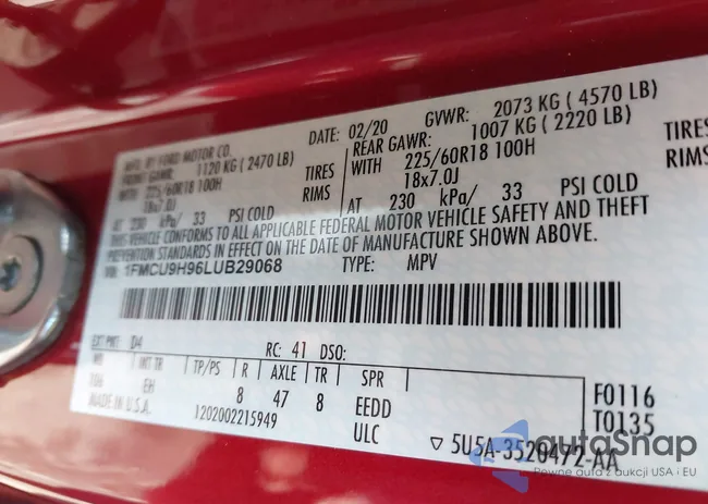 1FMCU9H96LUB29068: 43452020