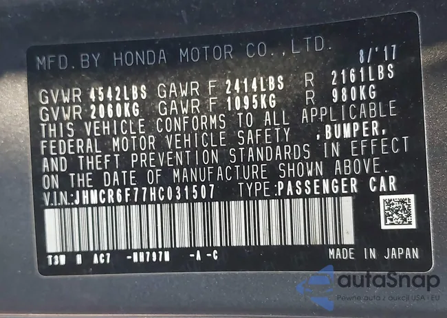 JHMCR6F77HC031507: 43452039