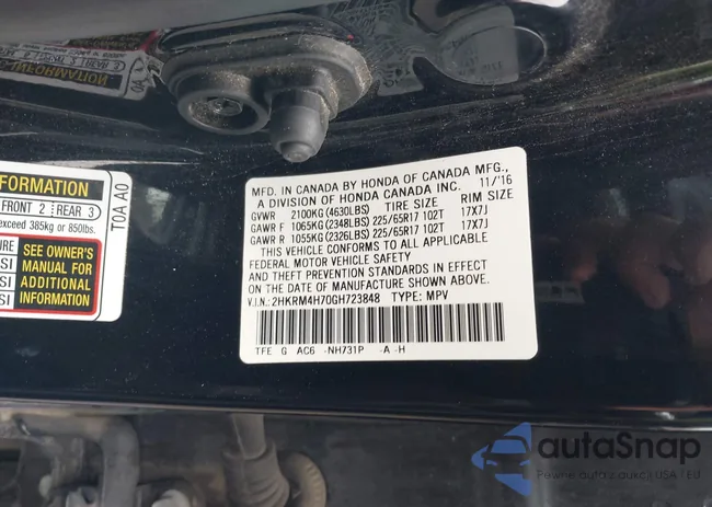 2HKRM4H70GH723848: 43452091