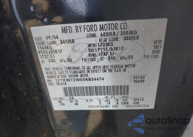 1FTRW12W05KB54474: 43451298