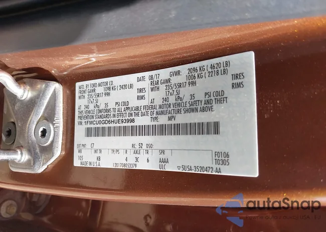 1FMCU0GD6HUE93998: 43451334