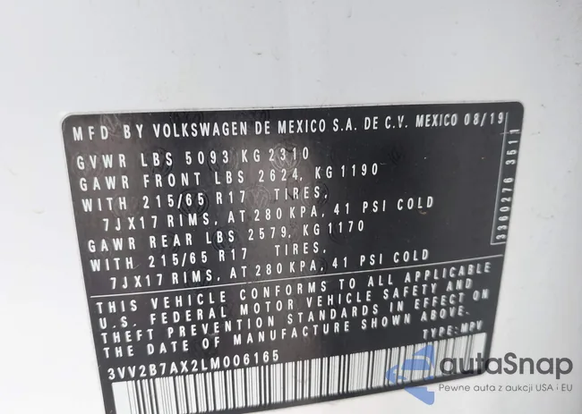 3VV2B7AX2LM006165: 43451353