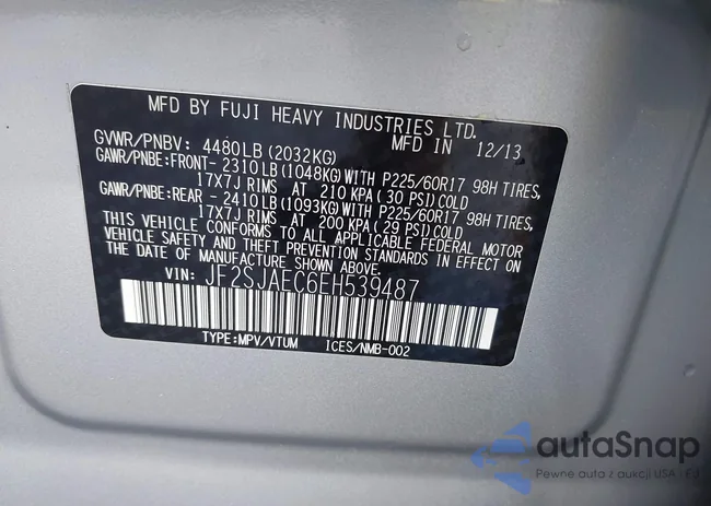 JF2SJAEC6EH539487: 43451431