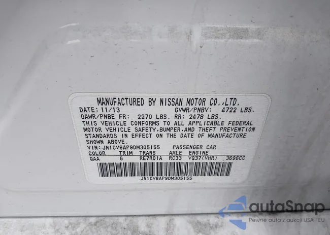 JN1CV6AP9DM305155: 43451444