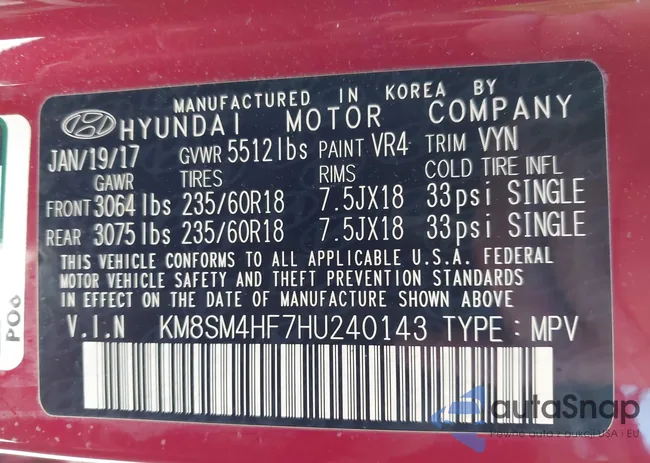 KM8SM4HF7HU240143: 43451465