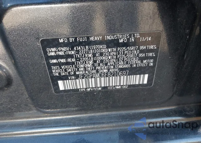 JF2GPAMC6F8210697: 43452702