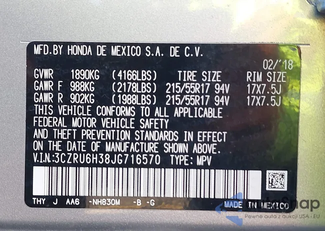 3CZRU6H38JG716570: 43452723