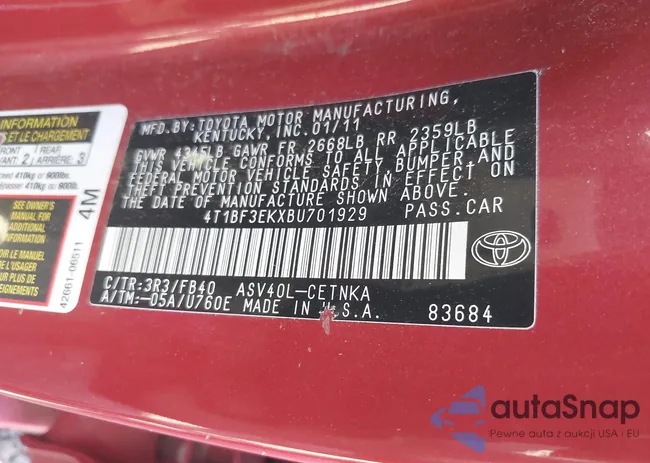 4T1BF3EKXBU701929: 43452749