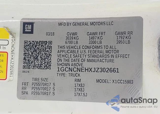 1GCNCNEHXJZ302661: 43452843