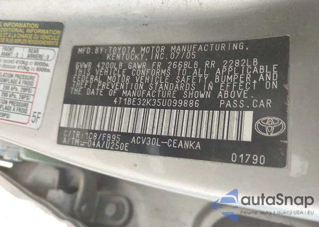 4T1BE32K35U099886: 43452881