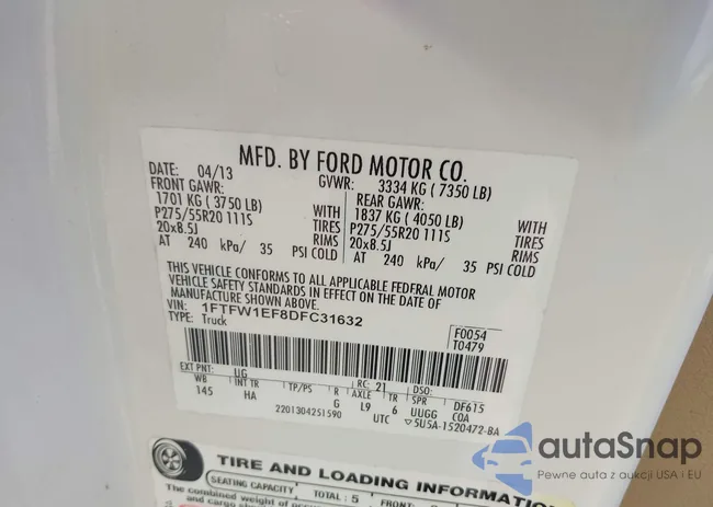 1FTFW1EF8DFC31632: 43452903