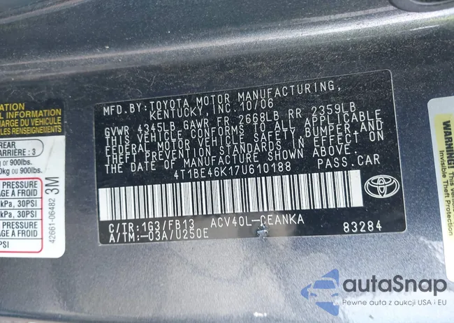 4T1BE46K17U610188: 43452961