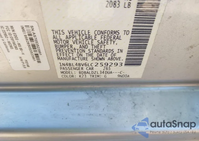 1N4BL4BV6LC259293: 43452962