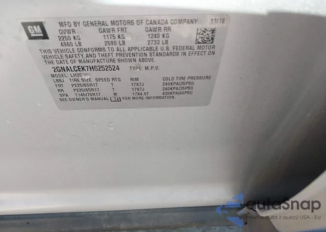 2GNALCEK7H6252524: 43452971