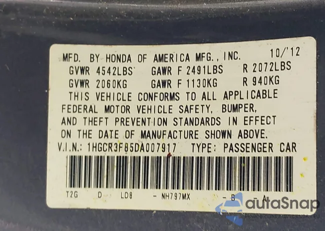 1HGCR3F85DA007917: 43452983