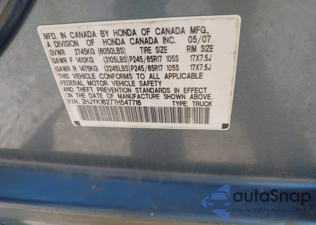 2HJYK16277H547716: 43453086