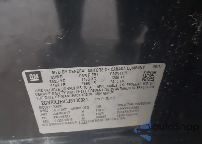 2GNAXJEV3J6186031: 43453122