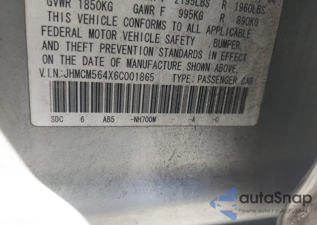 JHMCM564X6C001865: 43452245
