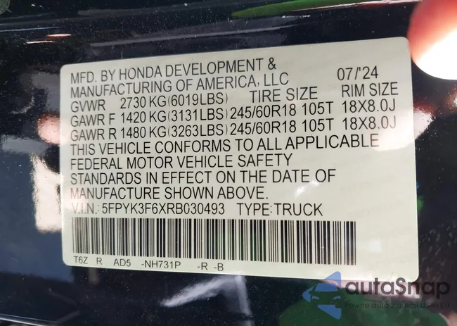 5FPYK3F6XRB030493: 43452273