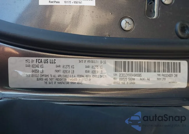 2C3CDZAG6GH309385: 43452383