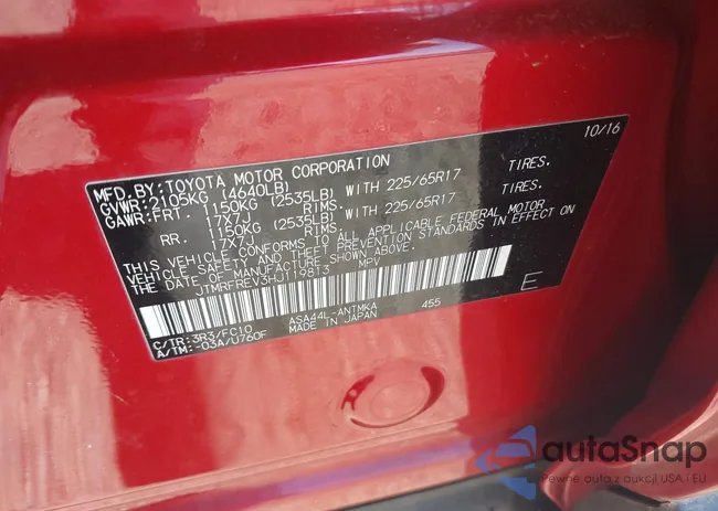 JTMRFREV3HJ119813: 43452393