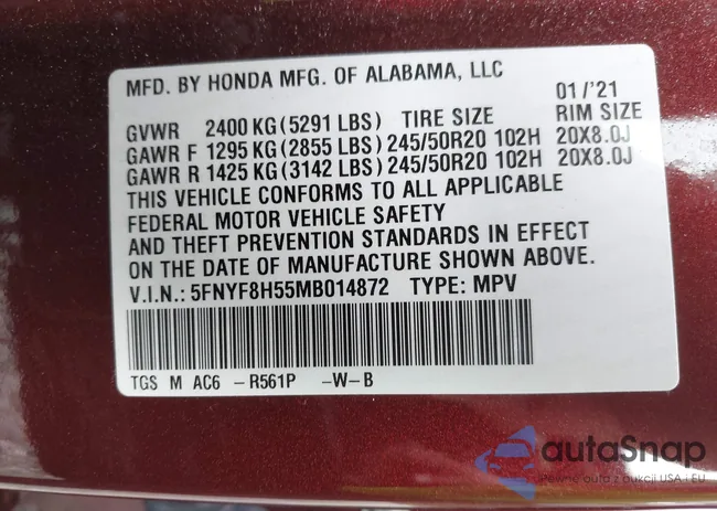 5FNYF8H55MB014872: 43452503