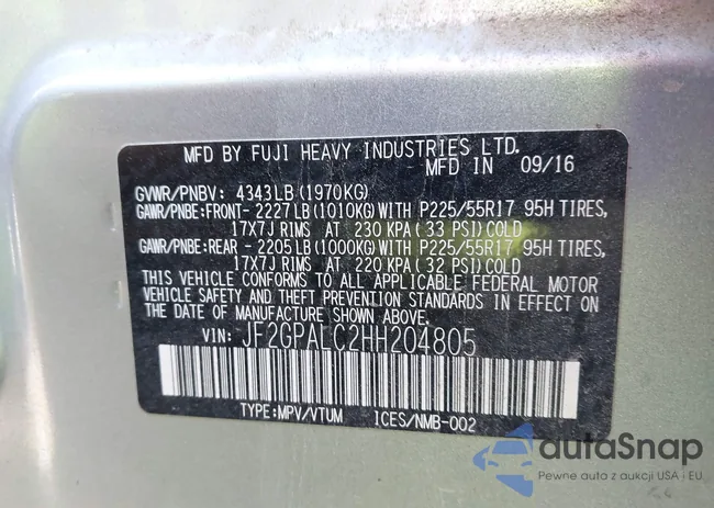 JF2GPLAC2HH204805: 43453616