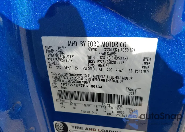 1FTFW1EF7EKF86834: 43453766