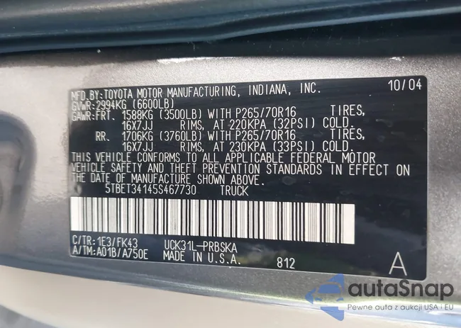 5TBET34145S467730: 43453770