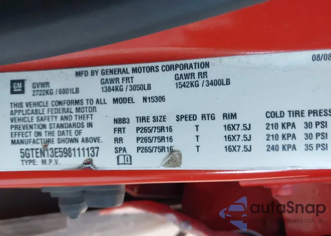 5GTEN13E598111137: 43454063