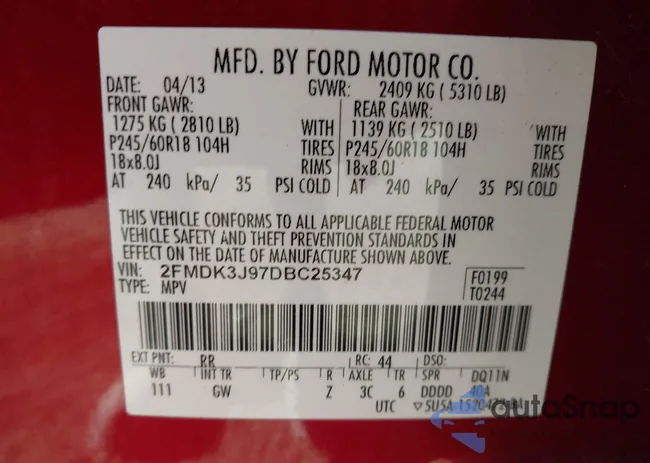 2FMDK3J97DBC25347: 43453250