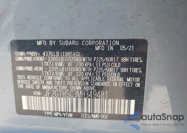 JF2GTHSC3MH349481: 43453256