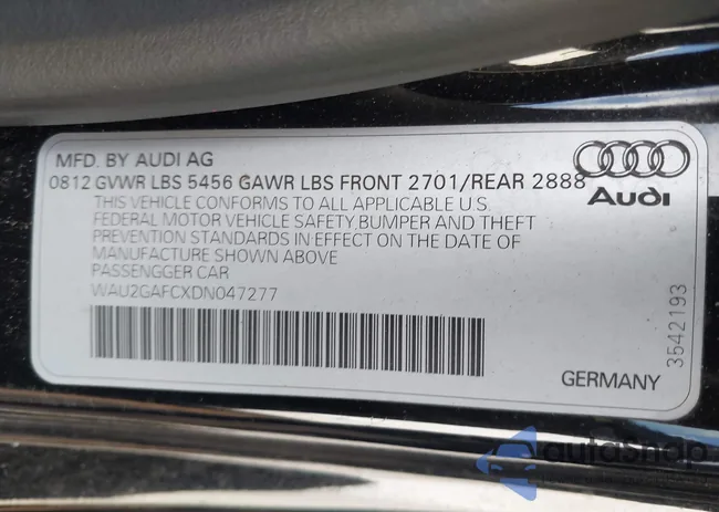 WAU2GAFCXDN047277: 43453327