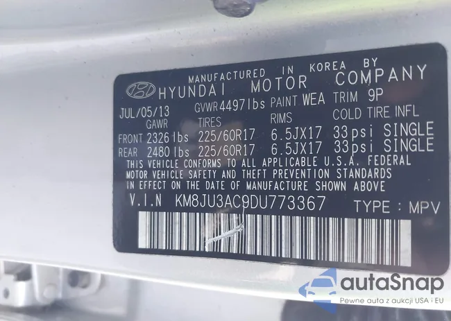 KM8JU3AC9DU773367: 43453538