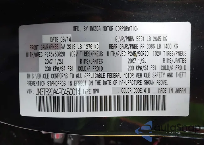 JM3TB2DA4F0450014: 43454580