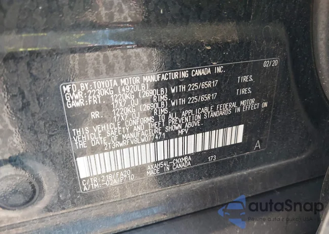 2T3RWRFV8LW077471: 43454671