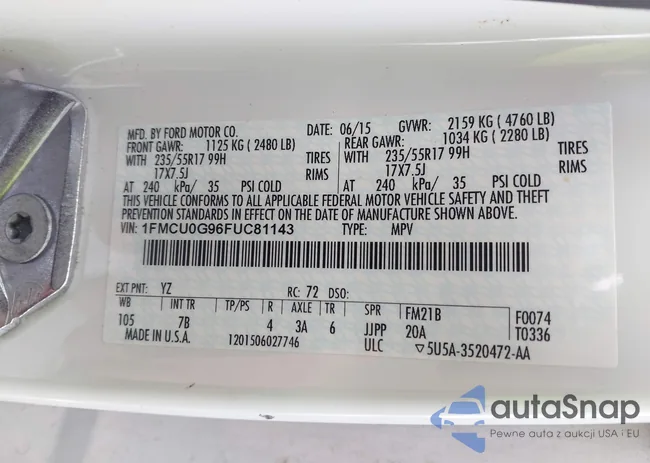 1FMCU0G96FUC81143: 43454773