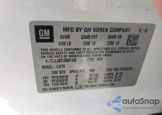 KL7CJLSB7LB087430: 43454815