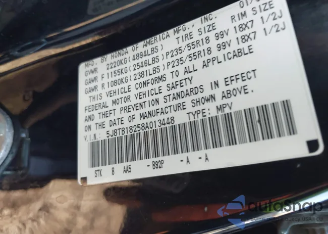 5J8TB18258A013448: 43454950