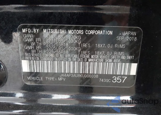 JA4AP3AU8KU006038: 43454972