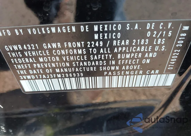 3VWD17AJ3FM296939: 43455014