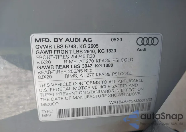 WA1B4AFY3M2001633: 43455135