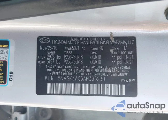 5NMSK4AG6AH395230: 43454212