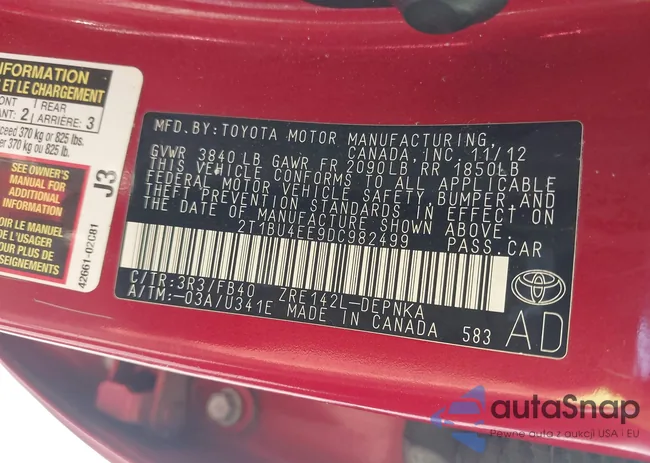 2T1BU4EE9DC982499: 43454260