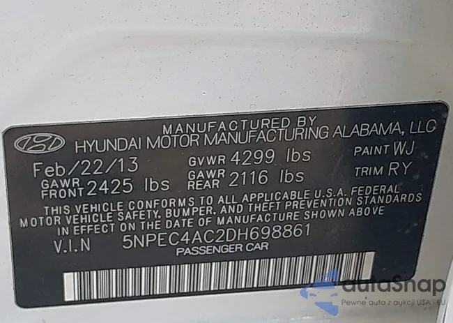 5NPEC4AC2DH698861: 43454320