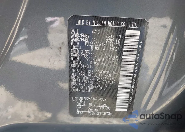 JN8AE2KP3C9043621: 43454543